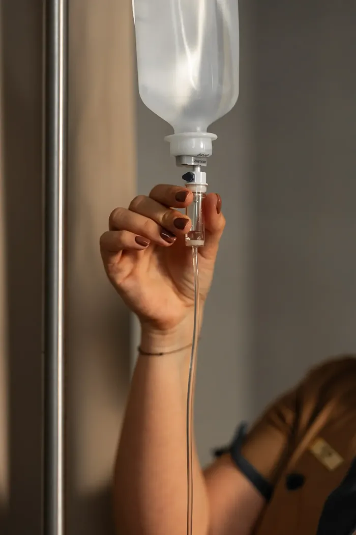An infusion being set at Melea